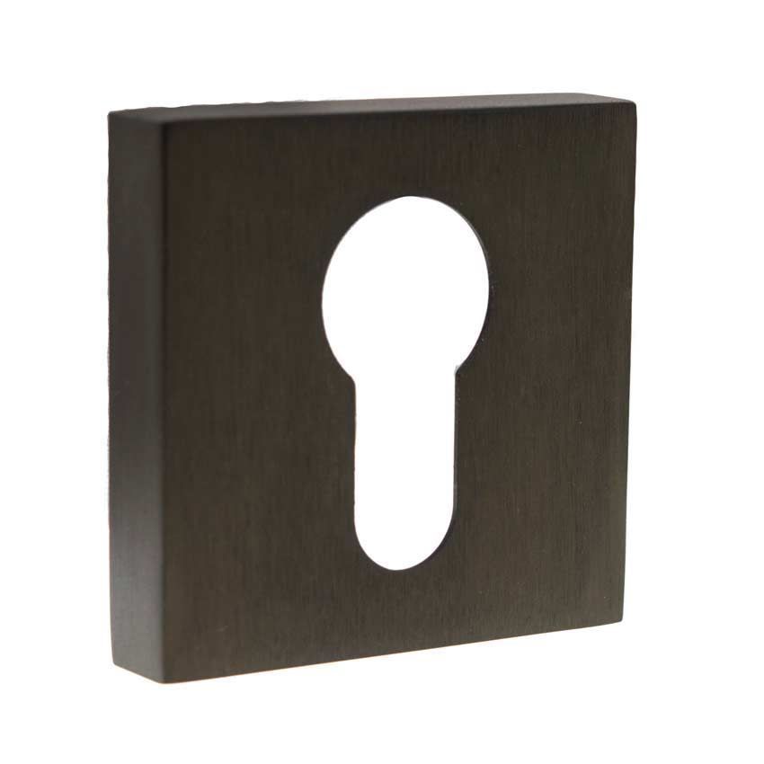 Forme Square Euro-Cylinder Escutcheon in Urban Dark Bronze