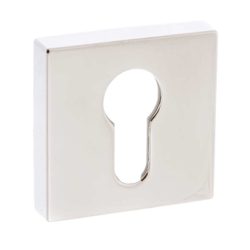 Forme Square Euro-Cylinder Escutcheon in Polished Nickel 