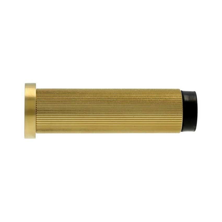 Alexander and Wilks Reeded Projection Door Stop in Satin Brass PVD - AW602-75-SBPVD 