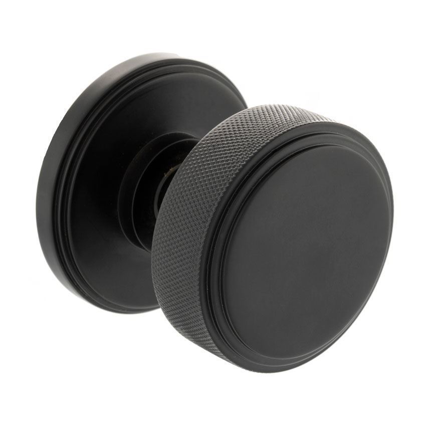 Harrison Matt Black Knurled Mortice Knob MH450KSMKMB at Simply Door