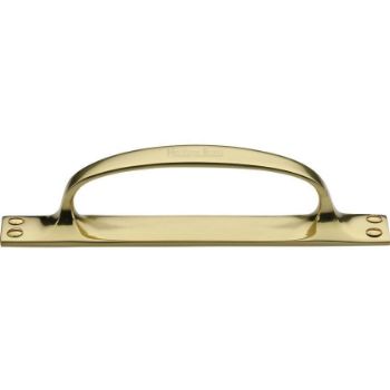 Door Pull Handle on an Offset Backplate in Polished Brass - V1142-PB  Door Pull Handle on an Offset Backplate in Polished Brass - V1142-PB