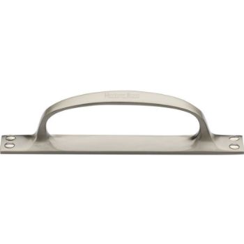 Door Pull Handle on an Offset Backplate in Satin Nickel - V1142-SN Door Pull Handle on an Offset Backplate in Satin Nickel - V1142-SN