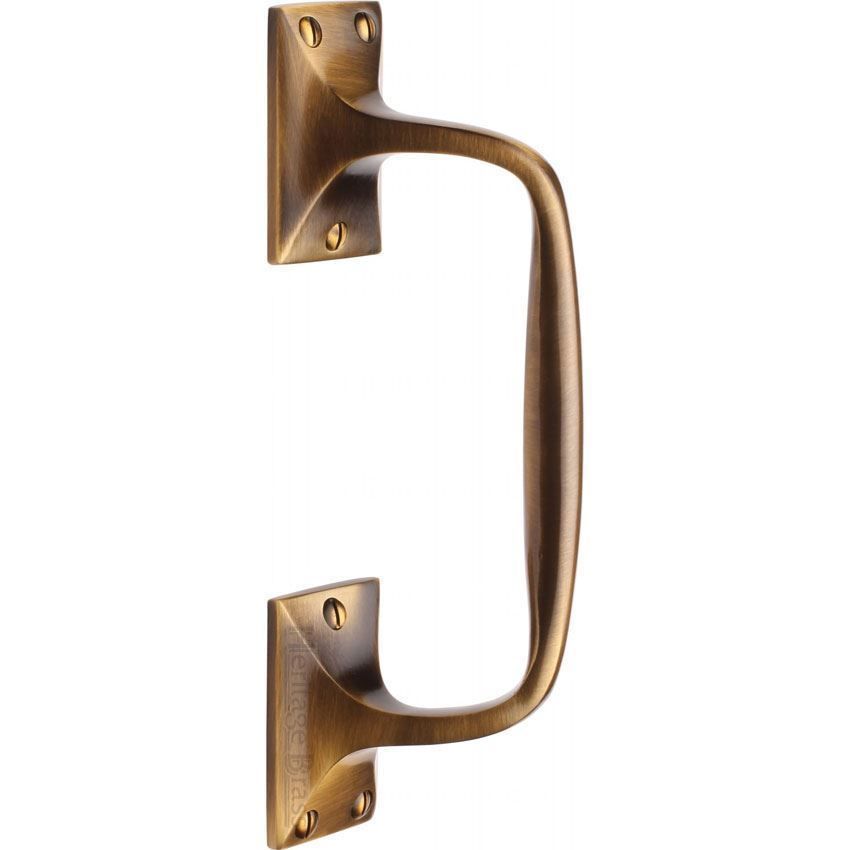 Offset Pull Door Handle in Antique Brass - V1150-AT 