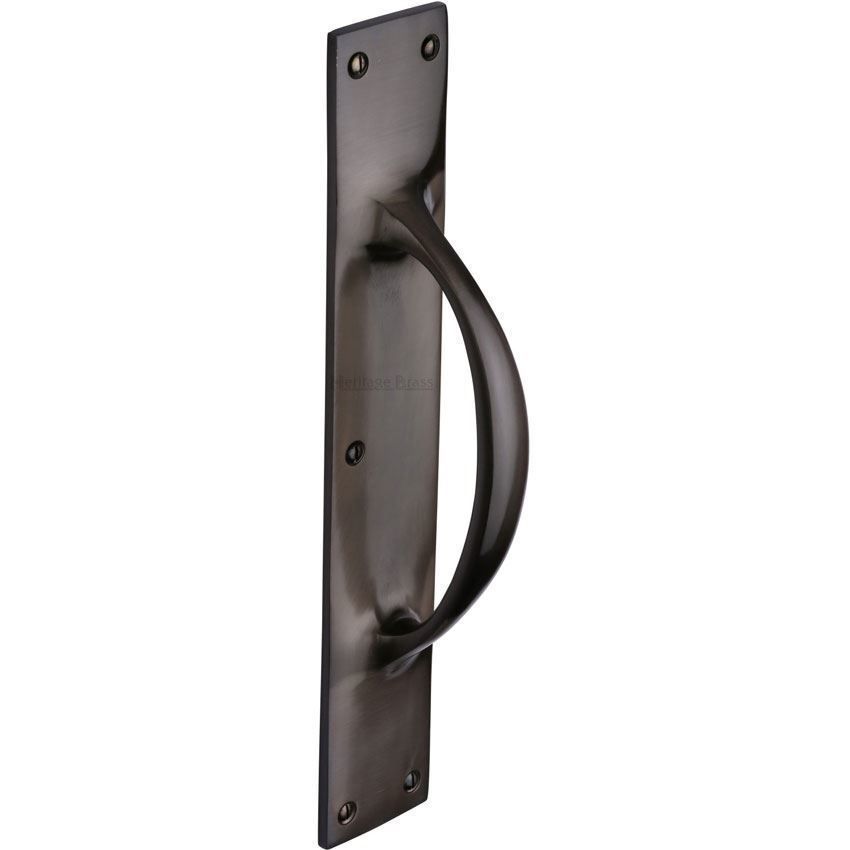 Heritage Brass Door Pull Handles on a Backplate in Matt Bronze - V1155-MB