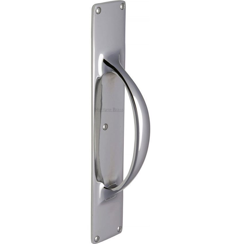 Heritage Brass Door Pull Handles on a Backplate in Polished Chrome - V1155-PC 