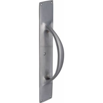 Heritage Brass Door Pull Handles on a Backplate in Satin Chrome - V1155-SC Heritage Brass Door Pull Handles on a Backplate in Satin Chrome - V1155-SC