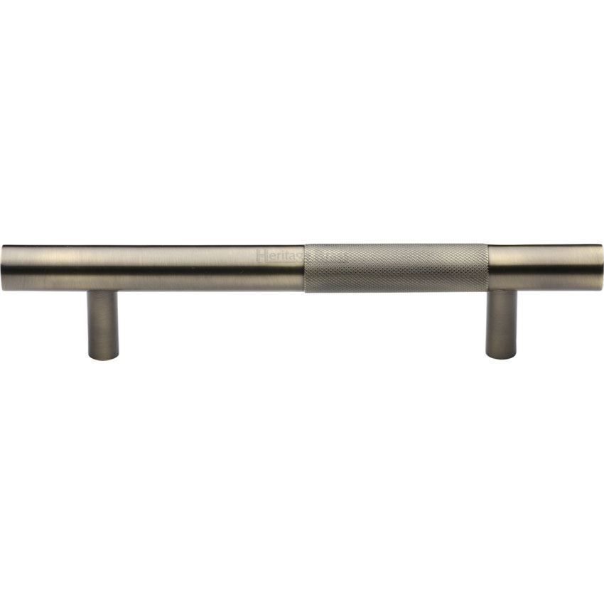Heritage Brass Knurled Bar Door Pull Handle in Antique Brass - V1365-AT 