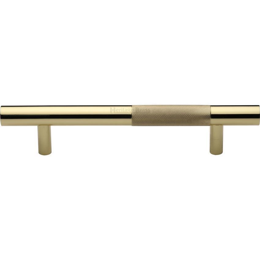 Heritage Brass Knurled Bar Door Pull Handle in Polished Brass - V1365-PB 