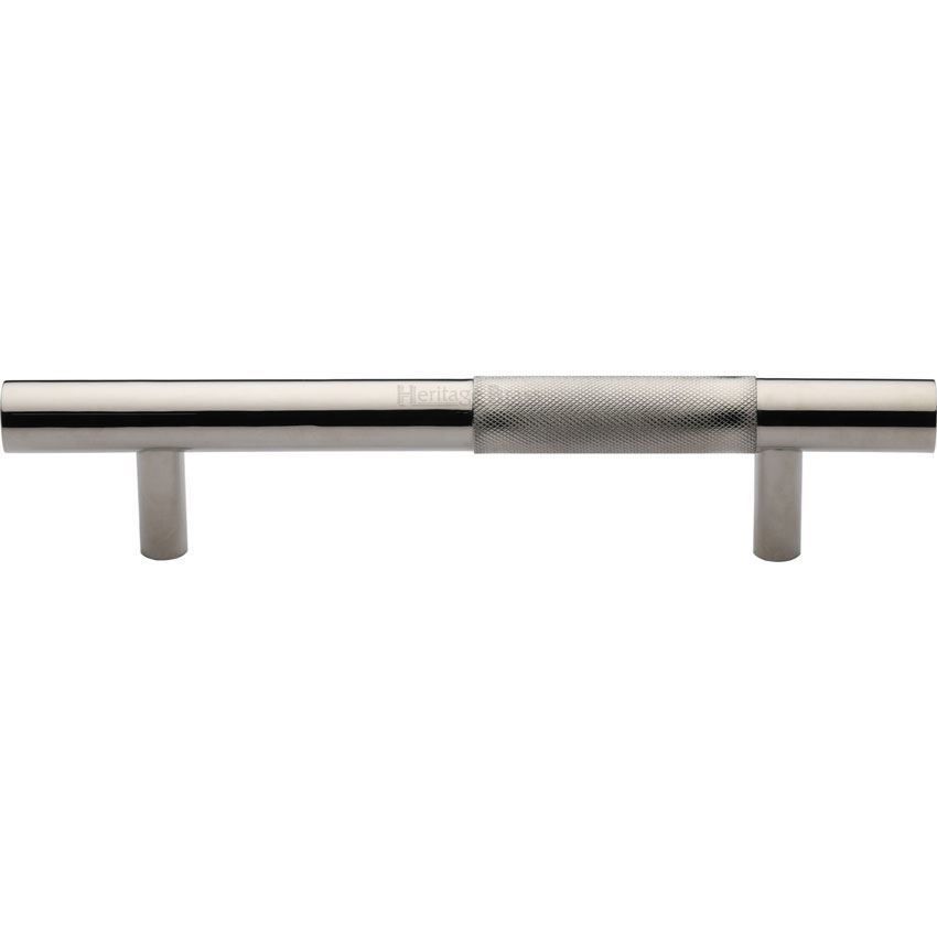 Heritage Brass Knurled Bar Door Pull Handle in Polished Nickel - V1365-PNF