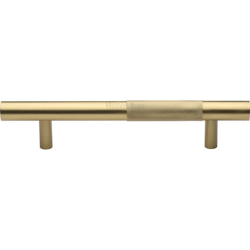 Heritage Brass Knurled Bar Door Pull Handle in Satin Brass - V1365-SB