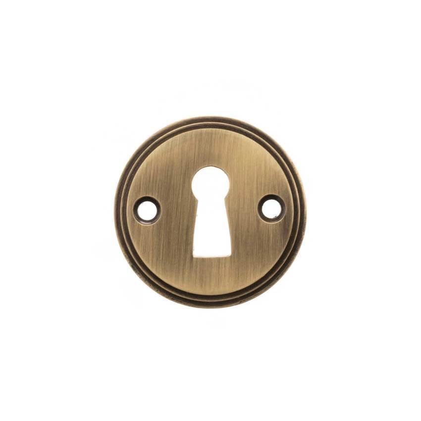 Millhouse Brass Open Key Escutcheon on a Round Rose - MHRKEAB