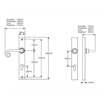 Curl Multipoint Locking Handle (Left Handed) - Flat Black - SB-FB1050LH