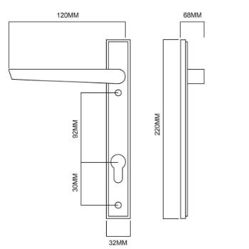 Draco Lever on a Narrow Euro Backplate - RM13NP92CP