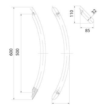 Stainless Steel Bow Shape Bar Door Handle in a Satin Stainless Steel Finish