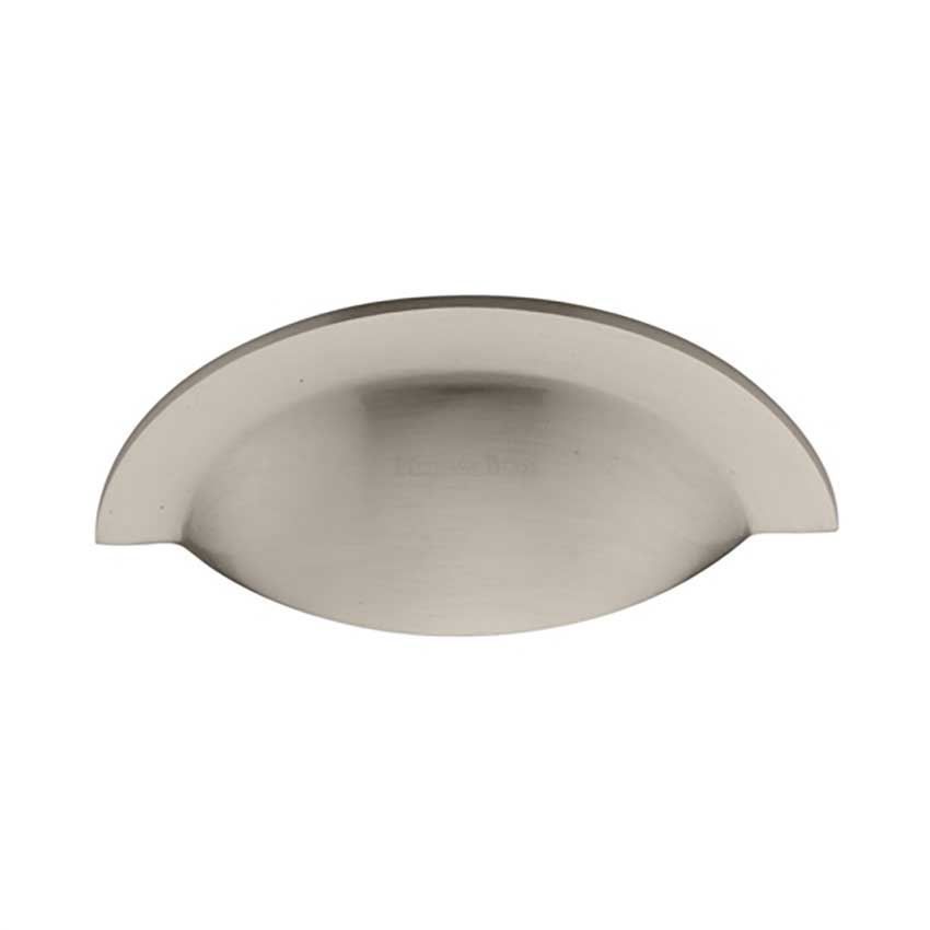 Crescent Drawer Cup Pull in Satin Nickel - C1730-SN