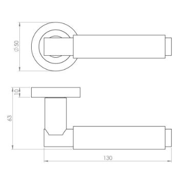 Varese Knurled lever on Round Rose- Antique Brass - EUL050AB 