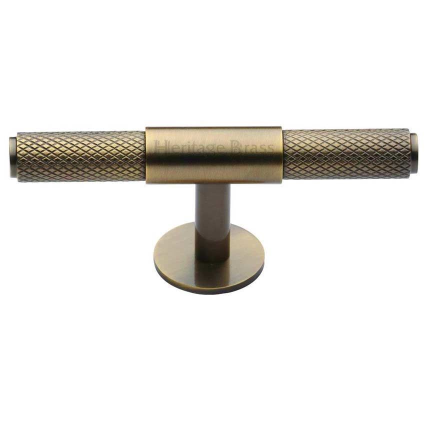 Knurled Fountain Cabinet Knob in Antique Brass - C4463-AT