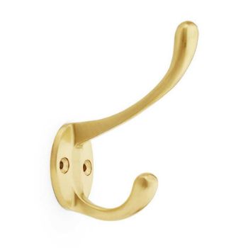 Alexander and Wilks Victorian Hat and Coat Hook in Satin Brass - AW770SB 