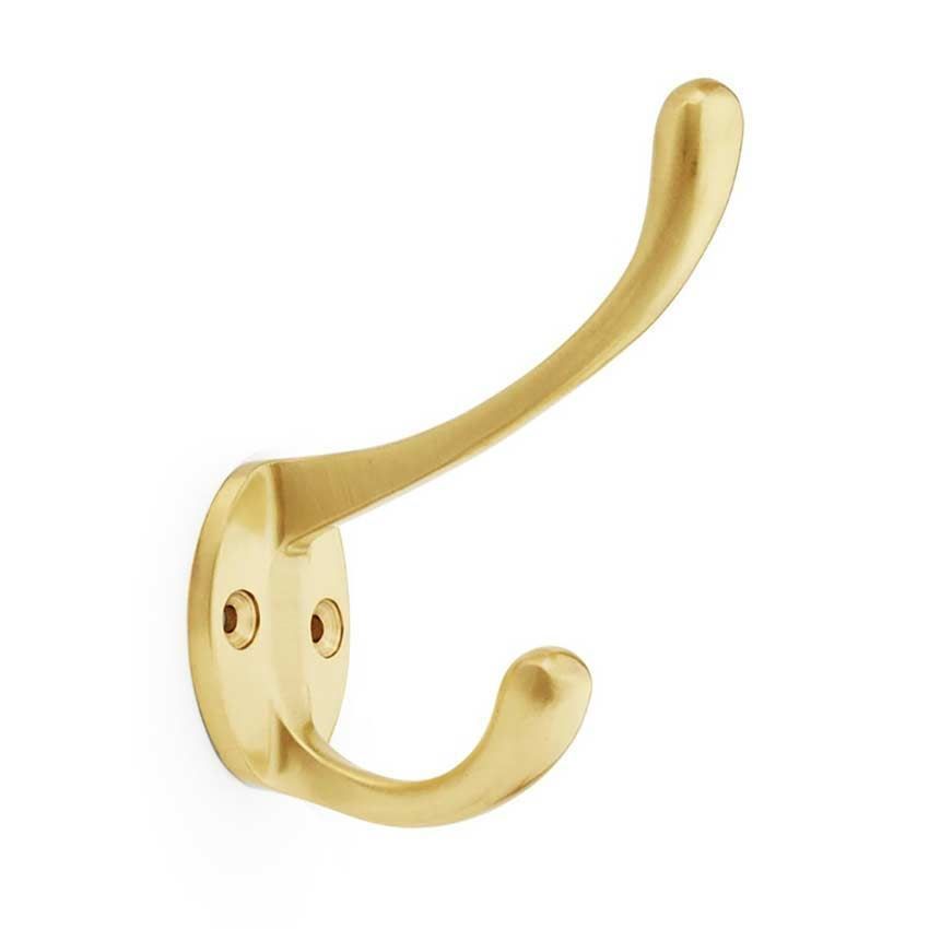 Alexander and Wilks Victorian Hat and Coat Hook in Satin Brass - AW770SB 