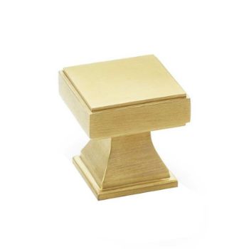 Alexander and Wilks Jesper Square Cabinet Cupboard Knob - Satin Brass - AW806-30-SBPVD 
