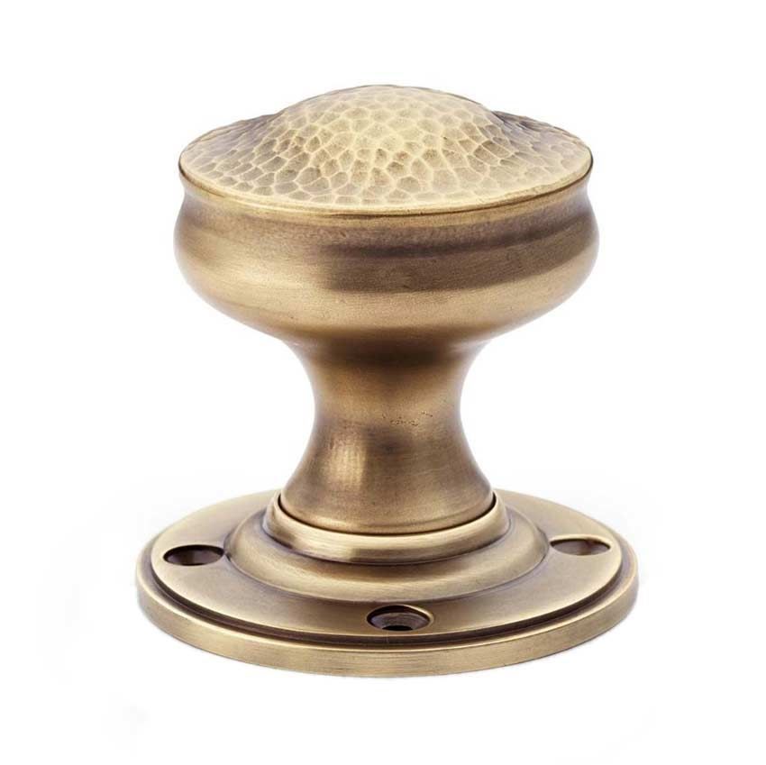 Alexander and Wilks Antique Brass Hammered Harris Door Knob - AW302-50-AB