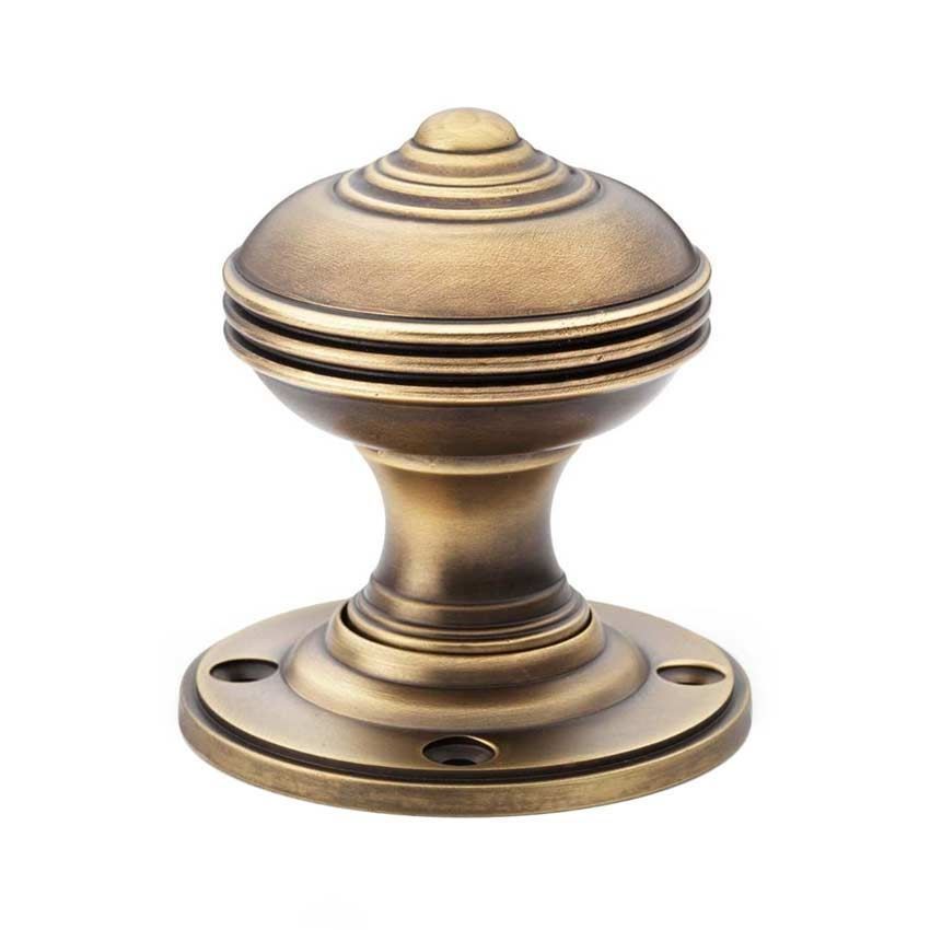 Alexander and Wilks Antique Brass Romeo Door Knob - AW304-50-AB 