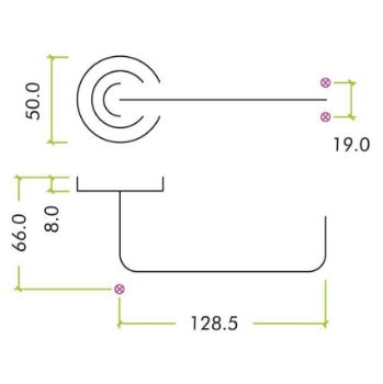 Safety Door Handle on Rose 19mm - FB030