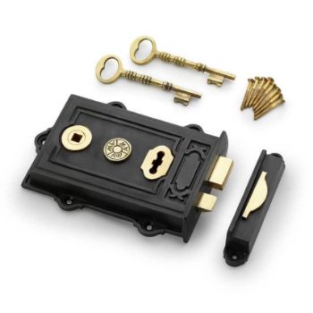 Alexander and Wilks Keswick Rim Lock - Cast Iron - AW100BL