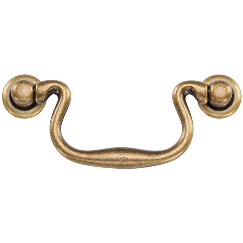 Classic Swan Drawer Drop Pull in Distressed Brass - TK3019-DBS 