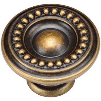 Beaded Round Cabinet Knob in Distressed Brass - TK4404-035-DBS Beaded Round Cabinet Knob in Distressed Brass - TK4404-035-DBS