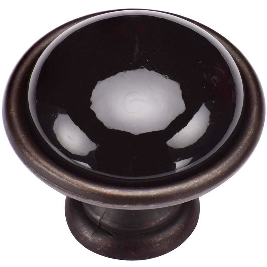 Black Domed Cabinet Knob in Matt Bronze - TK4316-LBN