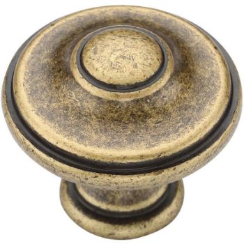 Domed Round Cabinet Knob in Distressed Brass - TK4408-DBS  Domed Round Cabinet Knob in Distressed Brass - TK4408-DBS