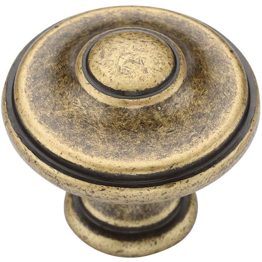 Domed Round Cabinet Knob in Distressed Brass - TK4408-DBS 