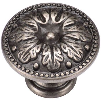Floral Round Cabinet Knob in Distressed Pewter - TK4479-DPW  Floral Round Cabinet Knob in Distressed Pewter - TK4479-DPW