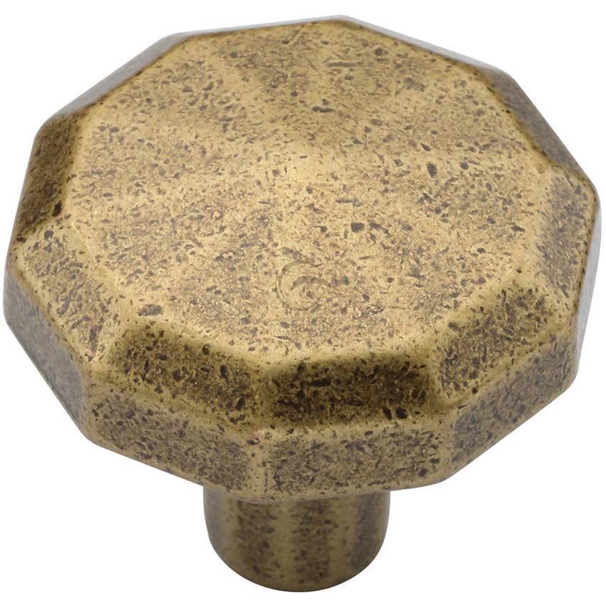 Octagonal Cabinet Knob in Distressed Brass - TK4231-032-DBS