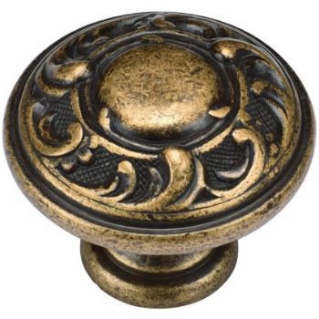 Vintage Round Cabinet Knob in Distressed Brass - TK4401-035-DBS  Vintage Round Cabinet Knob in Distressed Brass - TK4401-035-DBS