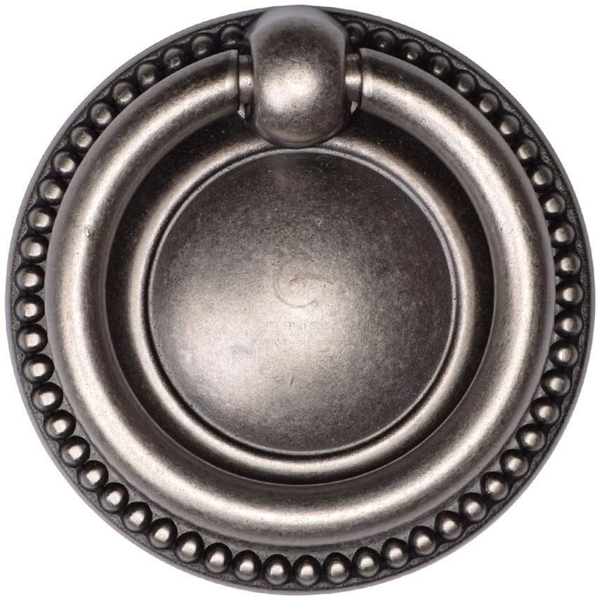 Classic Beaded Ring Pull in Distressed Pewter - TK2212-050-DPW