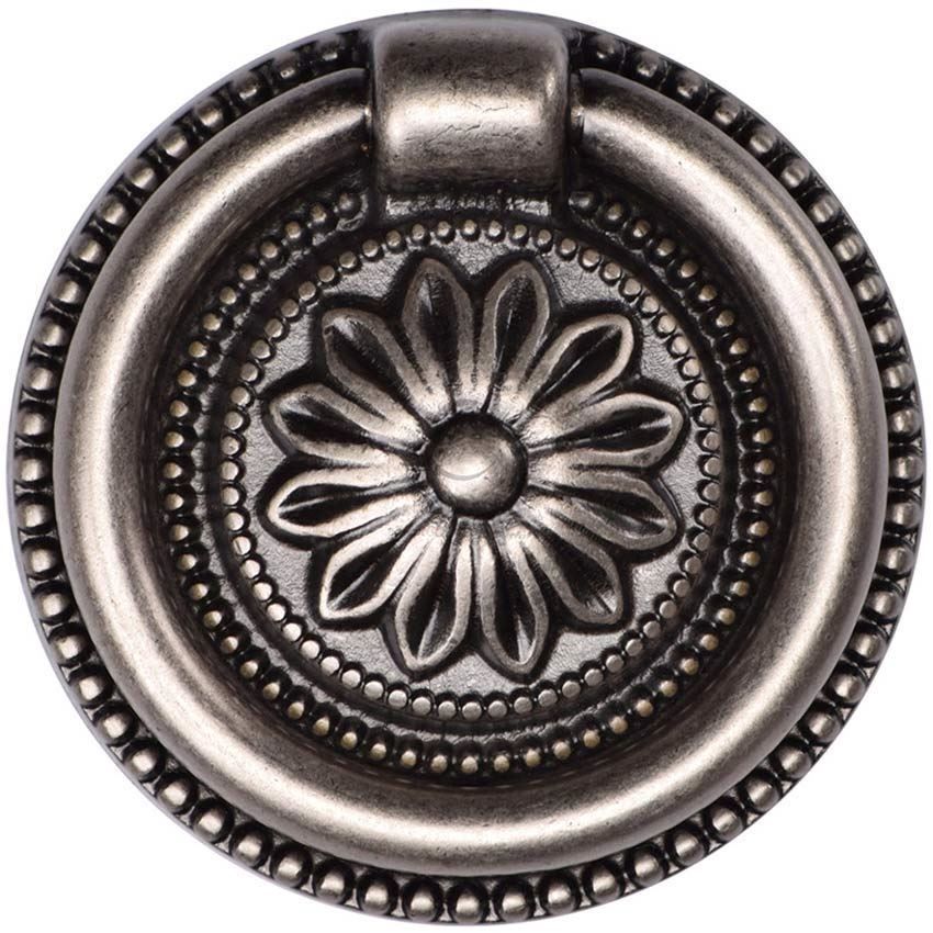Floral Ring Pull in Distressed Pewter - TK2224-DPW