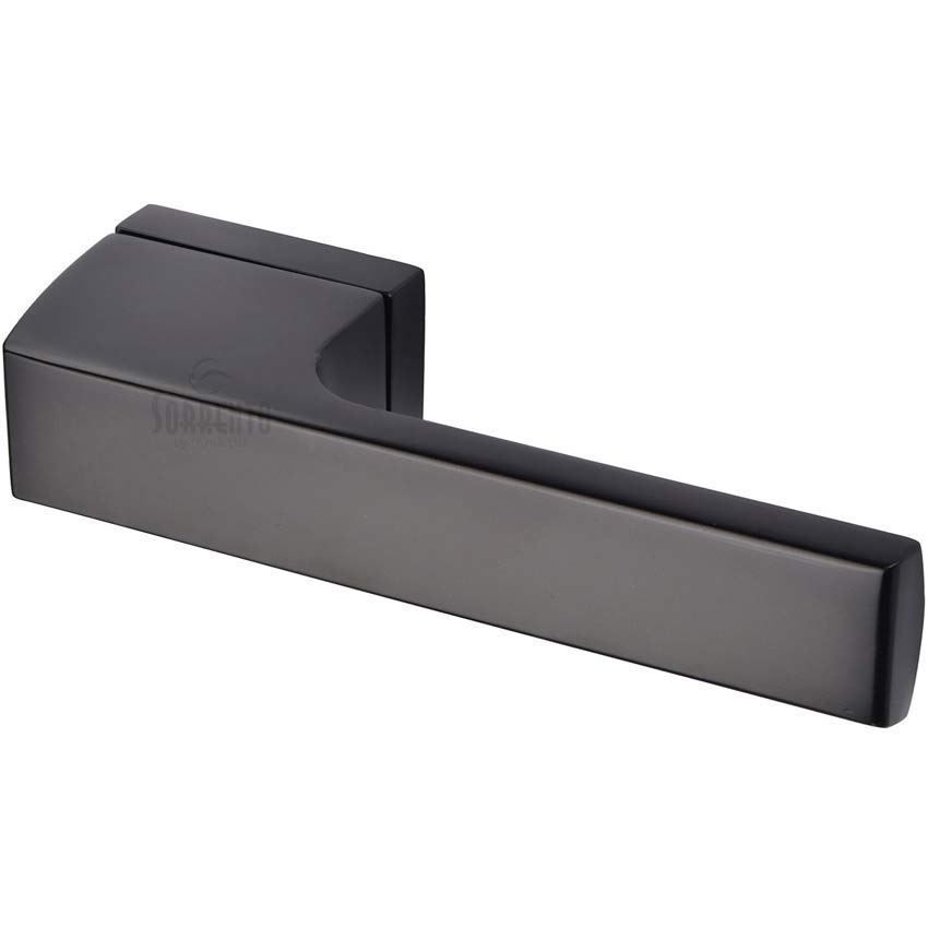 Vitra Door Handle on a Rectangular Rose in Matt Black - TP-3099RE-153