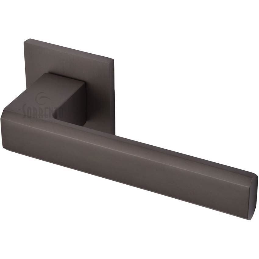 Madrid Door Handle on Square Rose in a Venetian Bronze Finish - 5M-3954-Q-141