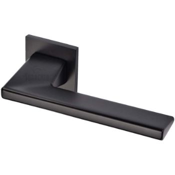 Seville Door Handle on Square Rose in a Matt Black Finish - 5M-4140-Q-153  Seville Door Handle on Square Rose in a Matt Black Finish - 5M-4140-Q-153