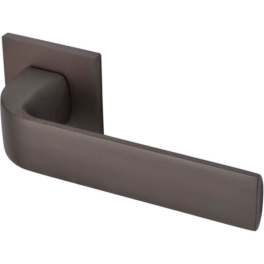 Lisbon Door Handle on Square Rose in a Venetian Bronze Finish - 5M-2732-Q-141