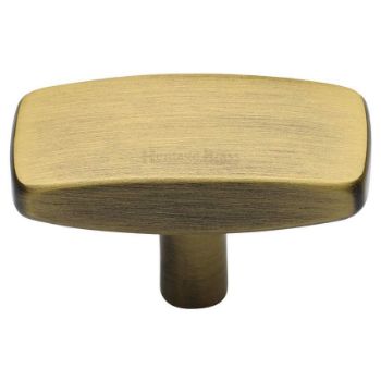 Rectangular Cabinet Knob in Antique Brass - C3384-AT  Rectangular Cabinet Knob in Antique Brass - C3384-AT