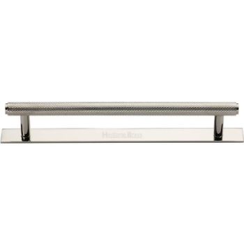 Knurled Cabinet Pull Handle on a Backplate in Polished Nickel Finish - PL4458-PNF Knurled Cabinet Pull Handle on a Backplate in Polished Nickel Finish - PL4458-PNF