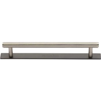 Knurled Cabinet Pull Handle on a Backplate in a Dual Matt Bronze/Satin Nickel Finish - PL4458-BSN Knurled Cabinet Pull Handle on a Backplate in a Dual Matt Bronze/Satin Nickel Finish - PL4458-BSN
