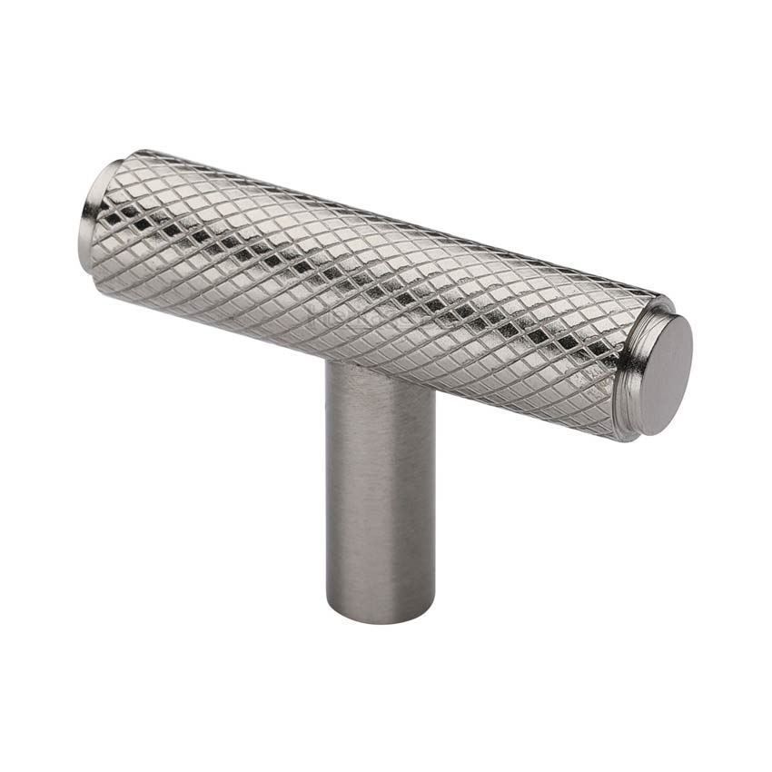 Knurled T-Bar Cabinet Knob in Satin Nickel - C4415-SN 