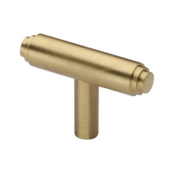Stepped T-Bar Cabinet Knob in Satin Brass - C4445-SB Stepped T-Bar Cabinet Knob in Satin Brass - C4445-SB