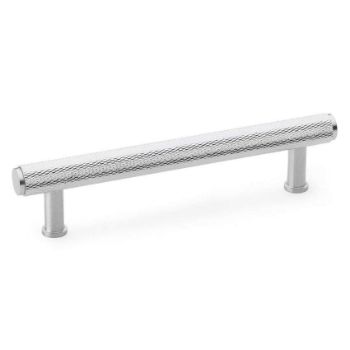 Alexander and Wilks Crispin Dual Finish Knurled T-bar Cupboard Pull Handle - Polished and Satin Chrome Dual Finish - AW809-PC/SC
