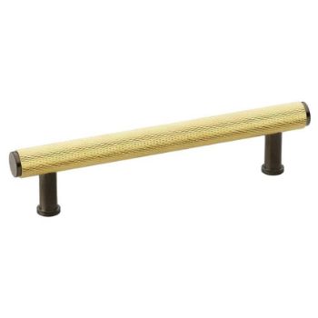 Alexander and Wilks Crispin Dual Finish Knurled T-bar Cupboard Pull Handle - Satin Brass and Dark Graphite Grey Dual Finish - AW809-SBPVD/BLPVD