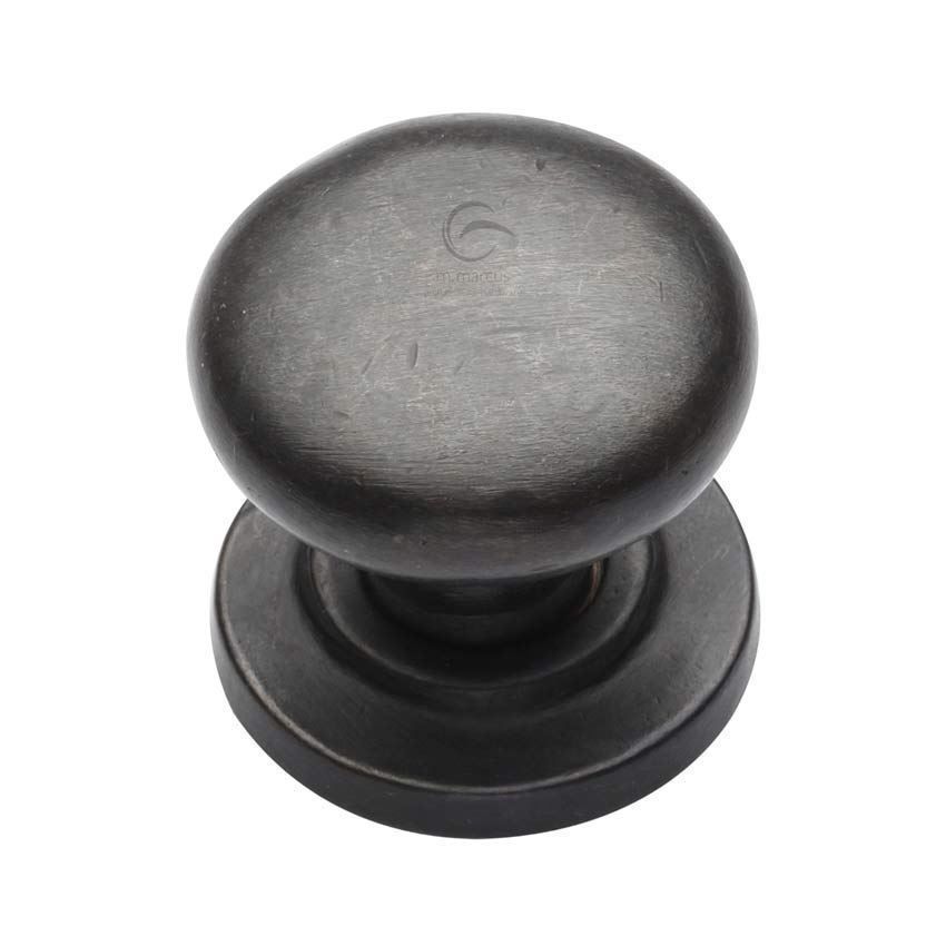 Rustic Bronze Round Cabinet Knob on Rose - RDB613